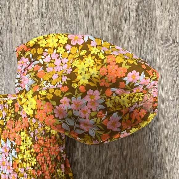 Billabong Square Neck Balloon Sleeves Ruched Back Floral Mini Dress - Picture 11 of 15